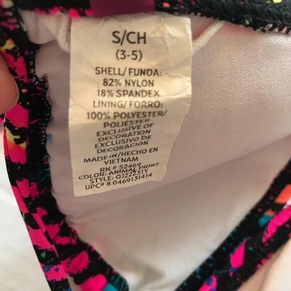 OP Size 3-5 Pink Blue Animal Print Triangle Bikini Lined Adjustable Tie - Picture 6 of 8